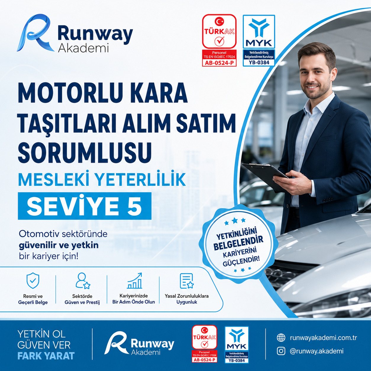 Motorlu Kara Taşıtları Alım Satım Sorumlusu MYK belgesi