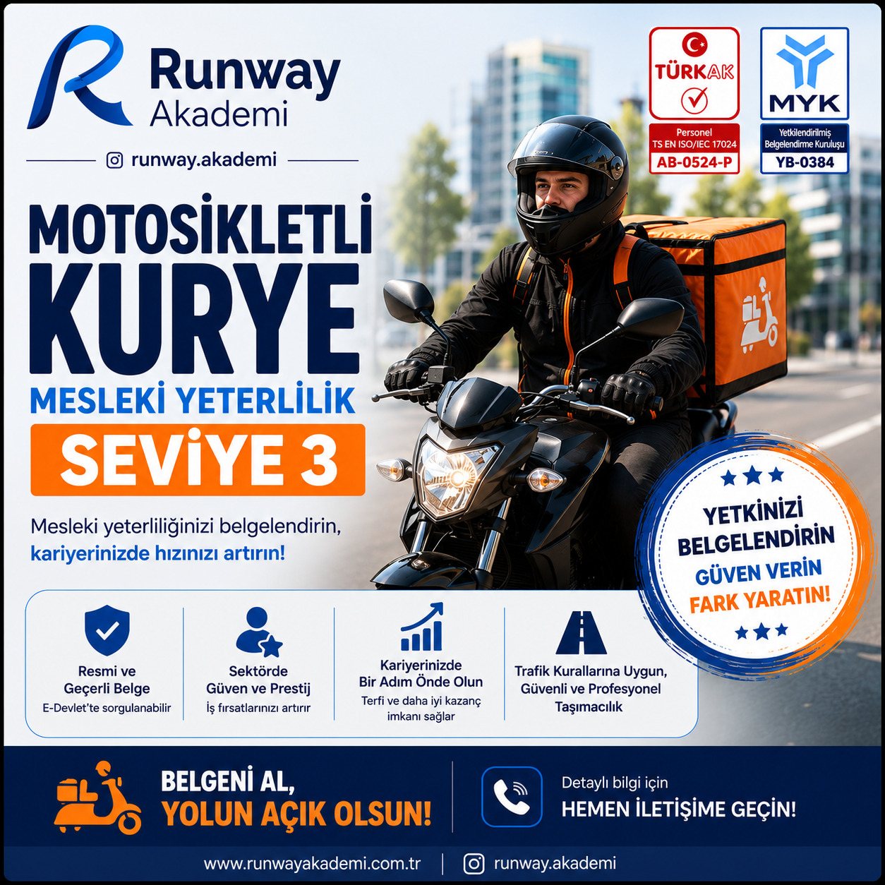 Motosikletli Kurye MYK belgesi