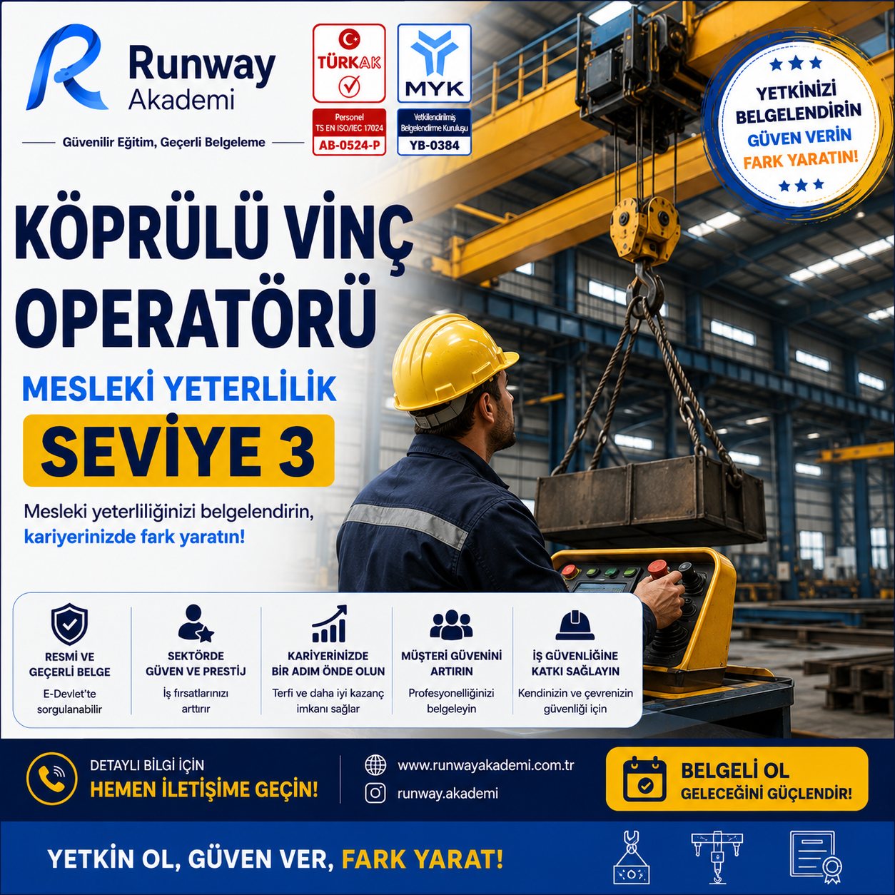 Köprülü Vinç Operatörü MYK belgesi