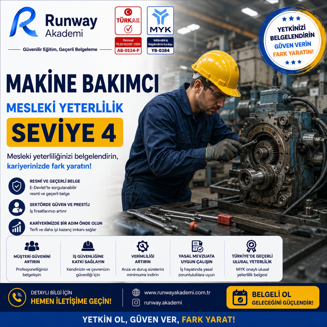 Makine Bakımcı MYK belgesi